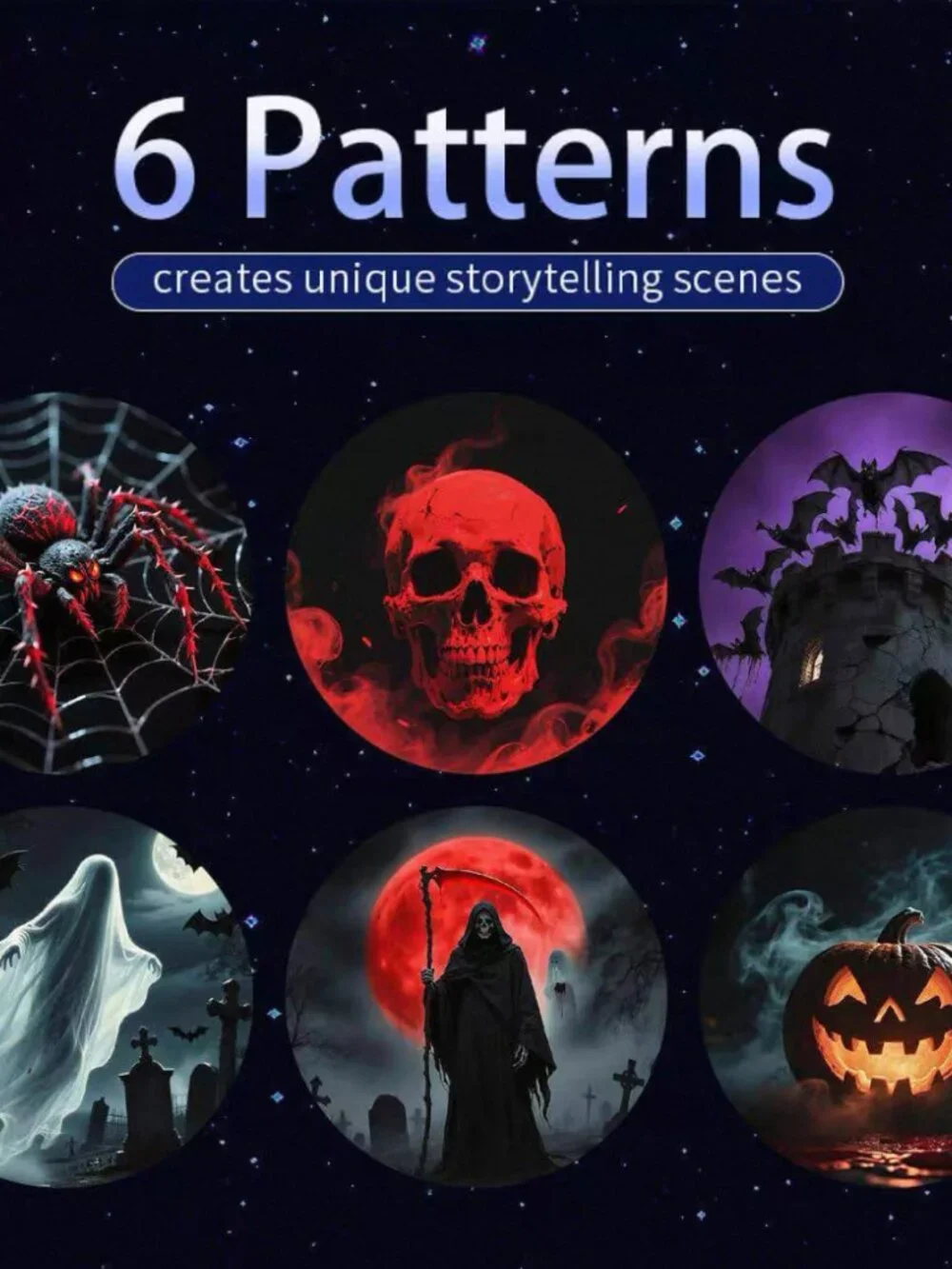 USB Halloween Projector Lamp 6 Patterns Ghost Skull Party Wall Decor Light